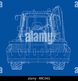 Sketch of Loading Shovel with Back Actor Stock Vector
