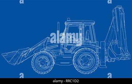 Sketch of Loading Shovel with Back Actor Stock Vector