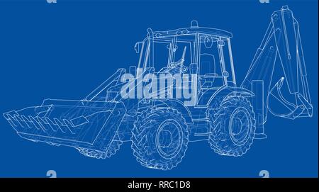 Sketch of Loading Shovel with Back Actor Stock Vector