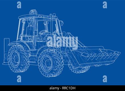 Sketch of Loading Shovel with Back Actor Stock Vector