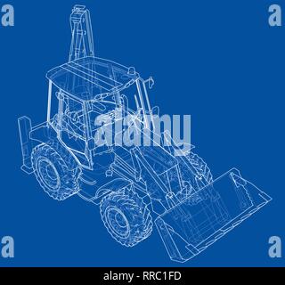 Sketch of Loading Shovel with Back Actor Stock Vector