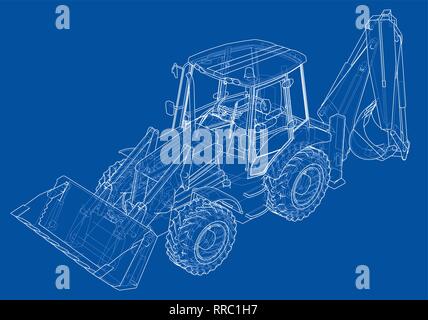 Sketch of Loading Shovel with Back Actor Stock Vector