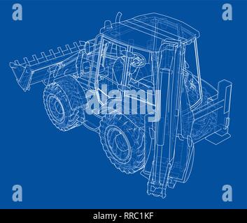 Sketch of Loading Shovel with Back Actor Stock Vector