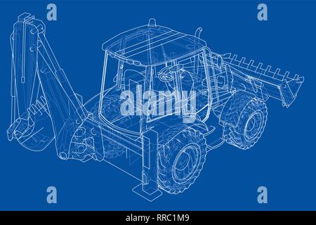 Sketch of Loading Shovel with Back Actor Stock Vector