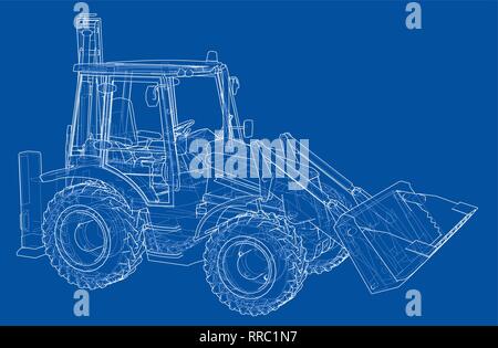 Sketch of Loading Shovel with Back Actor Stock Vector