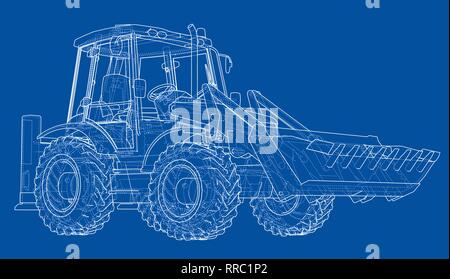 Sketch of Loading Shovel with Back Actor Stock Vector