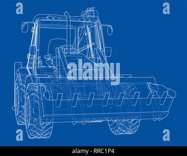 Sketch of Loading Shovel with Back Actor Stock Vector