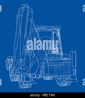 Sketch of Loading Shovel with Back Actor Stock Vector