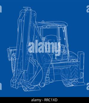 Sketch of Loading Shovel with Back Actor Stock Vector