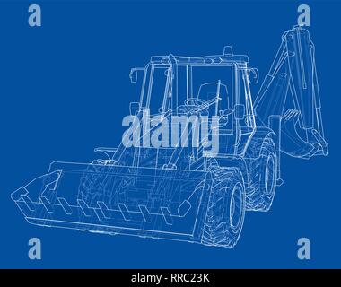 Sketch of Loading Shovel with Back Actor Stock Vector