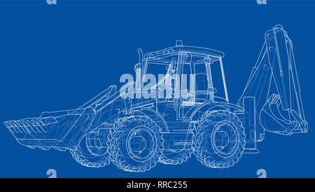 Sketch of Loading Shovel with Back Actor Stock Vector
