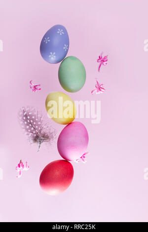 Easter scene with colored eggs Stock Photo