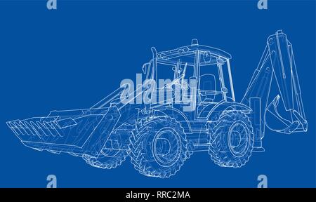 Sketch of Loading Shovel with Back Actor Stock Vector