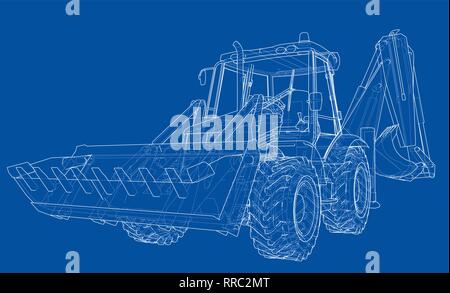 Sketch of Loading Shovel with Back Actor Stock Vector