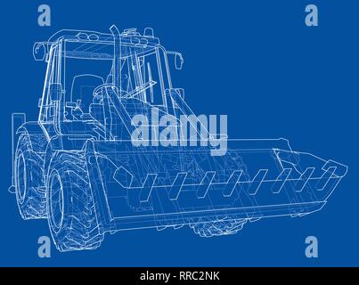 Sketch of Loading Shovel with Back Actor Stock Vector