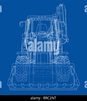 Sketch of Loading Shovel with Back Actor Stock Vector
