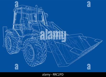 Sketch of Loading Shovel with Back Actor Stock Vector