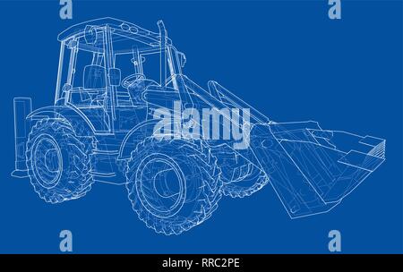 Sketch of Loading Shovel with Back Actor Stock Vector