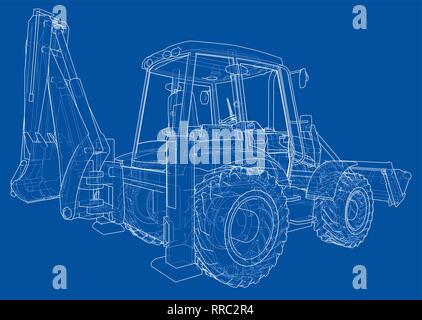 Sketch of Loading Shovel with Back Actor Stock Vector