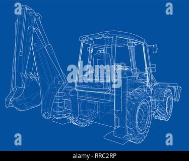 Sketch of Loading Shovel with Back Actor Stock Vector