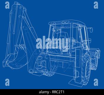 Sketch of Loading Shovel with Back Actor Stock Vector