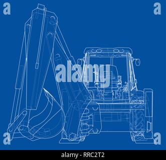 Sketch of Loading Shovel with Back Actor Stock Vector