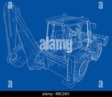 Sketch of Loading Shovel with Back Actor Stock Vector
