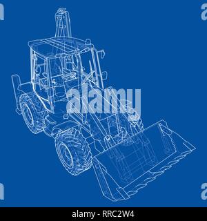 Sketch of Loading Shovel with Back Actor Stock Vector