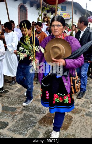 Procession - Palm Sunday in CHACAS - National park HUASCARAN. Department of Ancash.PERU                           Stock Photo