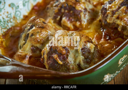 Meatball Sub Casserole, super easy casserole dish that tastes like a meatball sub but in casserole form. Stock Photo