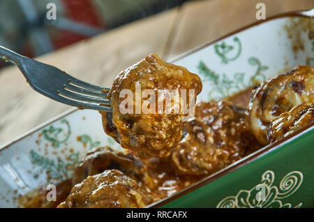 Meatball Sub Casserole, super easy casserole dish that tastes like a meatball sub but in casserole form. Stock Photo
