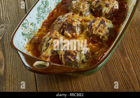 Meatball Sub Casserole, super easy casserole dish that tastes like a meatball sub but in casserole form. Stock Photo