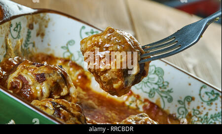 Meatball Sub Casserole, super easy casserole dish that tastes like a meatball sub but in casserole form. Stock Photo