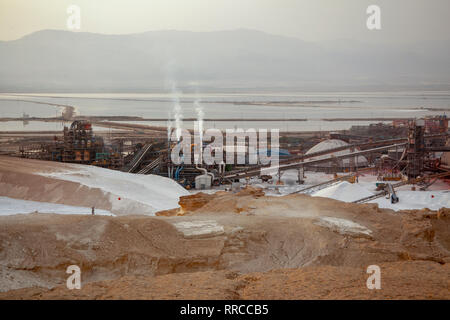 Israel, Sdom, The Dead Sea Works LTD. Israeli potash plant on the shore of the Dead Sea Stock Photo