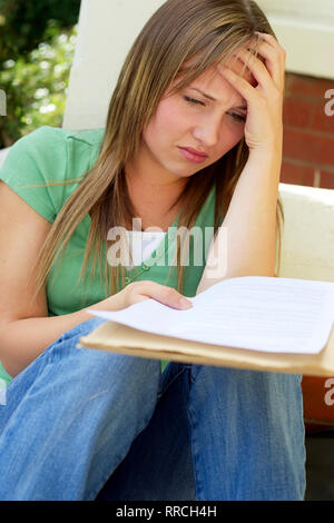 Upset girl failing her exams