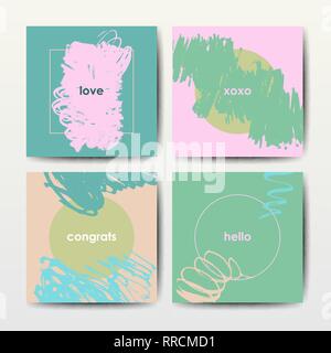 Modern grunge brush postcards colorful vector templates Stock Vector