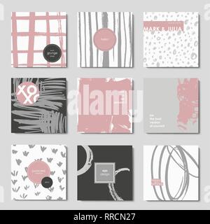 Modern grunge brush postcards colorful vector templates Stock Vector