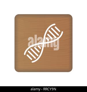 Human DNA, Genetics Icon On Wooden Blocks Isolated On A White Background. Vector Illustration. Stock Vector