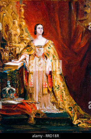 Queen Victoria Taking the Coronation Oath on June 28th 1838, 1850 painting by George Hayter Stock Photo