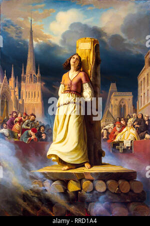 Joan of Arc Death at the Stake, 1843, painting by Hermann Stilke Stock Photo
