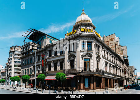 BUCHAREST, ROMANIA - JUNE 05, 2017: Victory Avenue (Calea Victoriei) Downtown Of Bucharest City Stock Photo