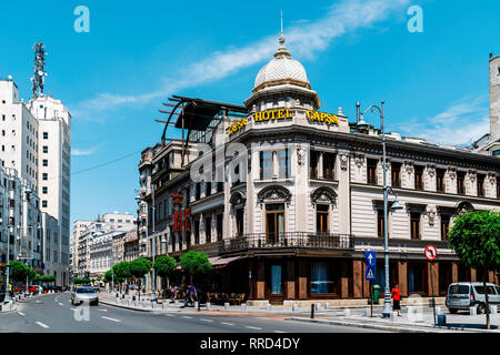 BUCHAREST, ROMANIA - JUNE 05, 2017: Victory Avenue (Calea Victoriei) Downtown Of Bucharest City Stock Photo