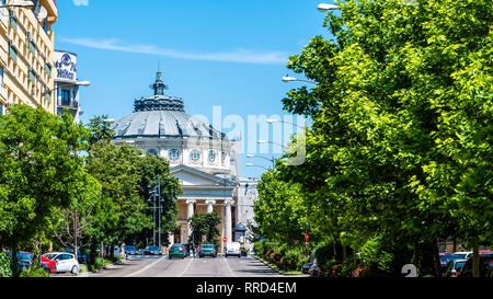 BUCHAREST, ROMANIA - JUNE 05, 2017: The Romanian Athenaeum George Enescu (Ateneul Roman) opened in 1888 is a concert hall in the center of Bucharest Stock Photo