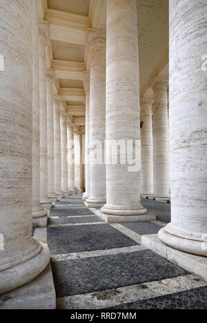 Lines or Rows of Classical or Neo-Classical Columns Defining the Circular Saint Peter's Square Vatican City Rome Stock Photo
