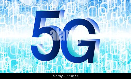 5G - latest generation of cellular mobile communications, abstract vector binary code Stock Vector