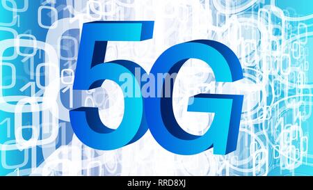 New standard in wireless technology 5G network, binary code stream, big data vector digital transformation Stock Vector