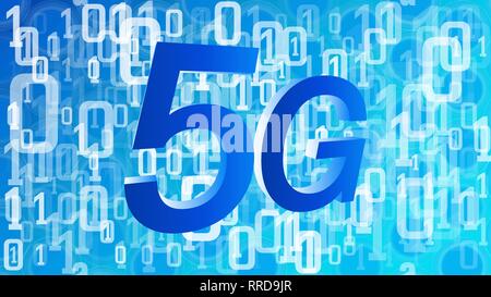 5G fifth generation of mobile network, cyber security technology computer code vector concept Stock Vector