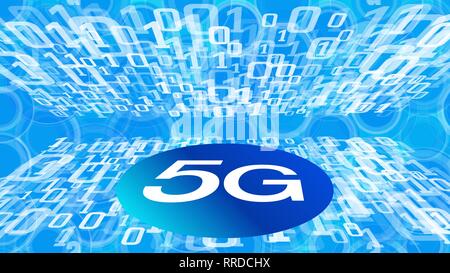 Security threats 5G, cyber space abstraction numbers vector binary code Stock Vector