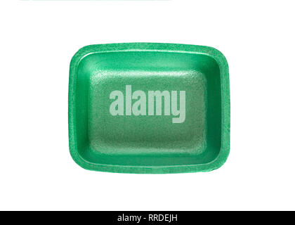 Empty green plastic tray isolated on white Stock Photo