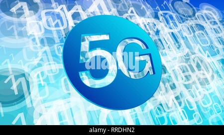 New privacy threat on 5g networks, binary code digits, cyber security vector backgrounds Stock Vector